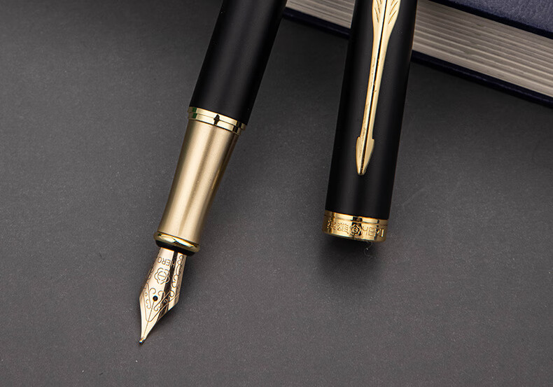 HERO Fountain Pen E609 Iridium Daily Writing Business Calligraphy Practice for Third Grade Elementary And Middle School Students, Men And Women Ink Pen, Shining Black, Deluxe Edition, F Fine Nib 10