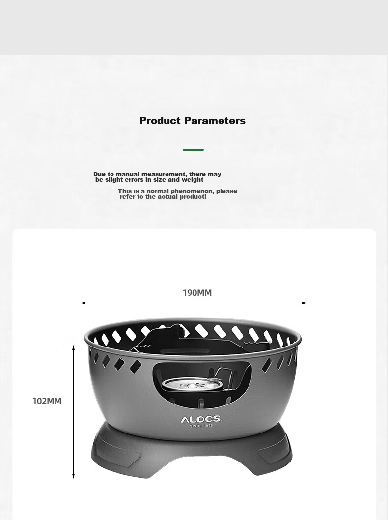 ALOCS Outdoor Portable Stove, Snow Stove for Camping, Alcohol Stove, Tea Brewing Stove, Charcoal Stove, Multi-Functional Gas Stove for Outdoor Use 19