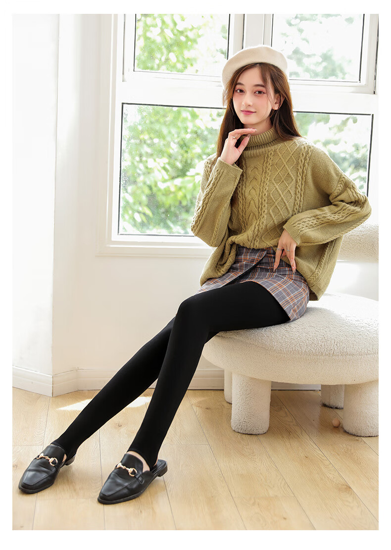 LangSha Women's Thermal Leggings Autumn Winter Thickened High Waist Slim Fit Fleece-Lined Cotton Pants Outerwear 19