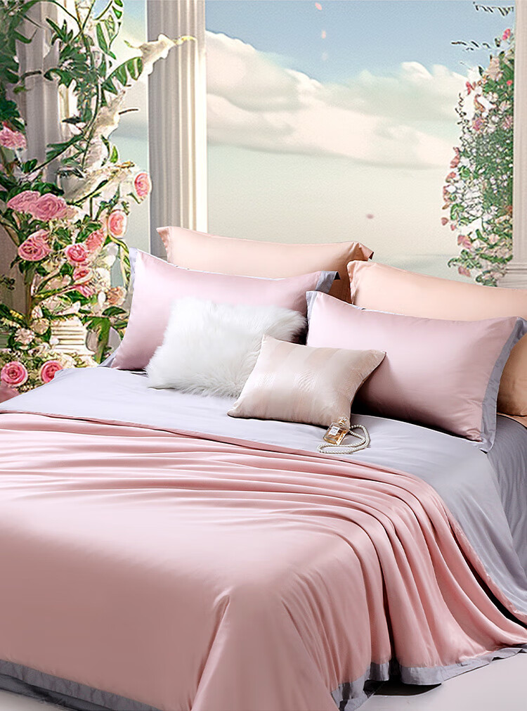 Fuanna 140-Thread Count Double-Ply Long-Staple Cotton Four-Piece Set Luxury Hotel Grade A Bedding Set for 1.5m Bed 6
