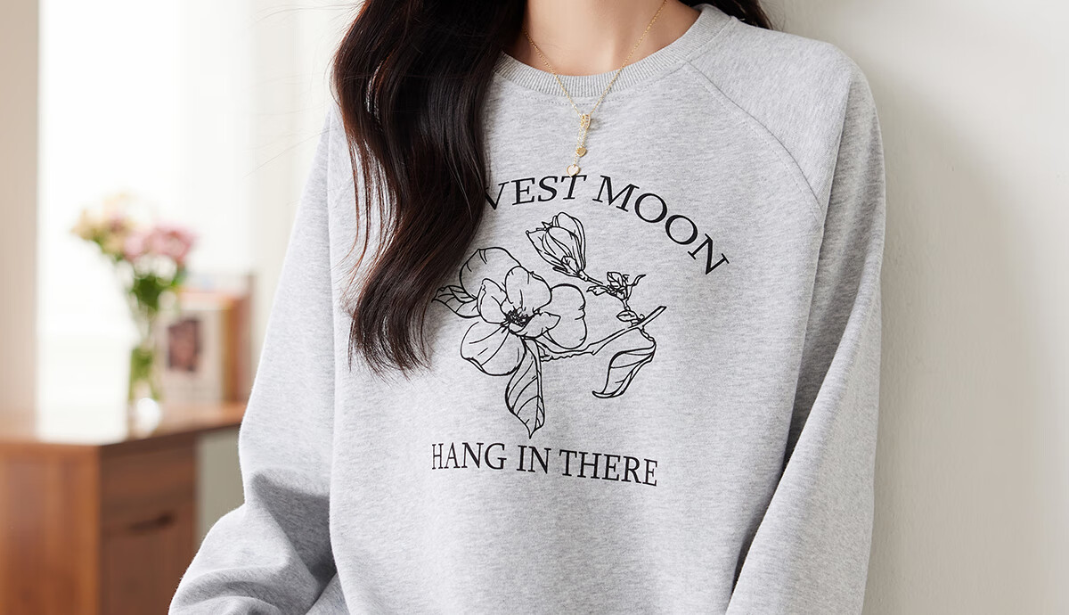PinCai Elegant Floral Print Crewneck Sweatshirt Casual Versatile Outerwear P143W1008 7