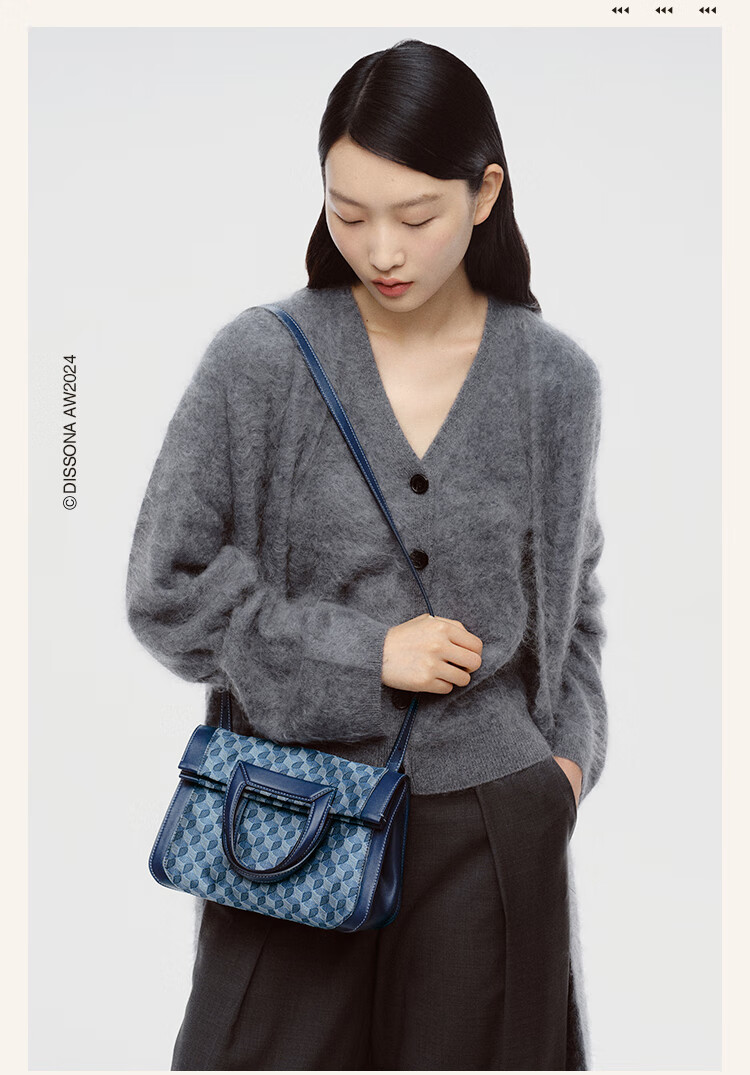 DISSONA Women's Handbag, Monogram Shoulder Bag, Lucky Coin Purse, Tote Bag, Commuter Bag, Denim Color 4