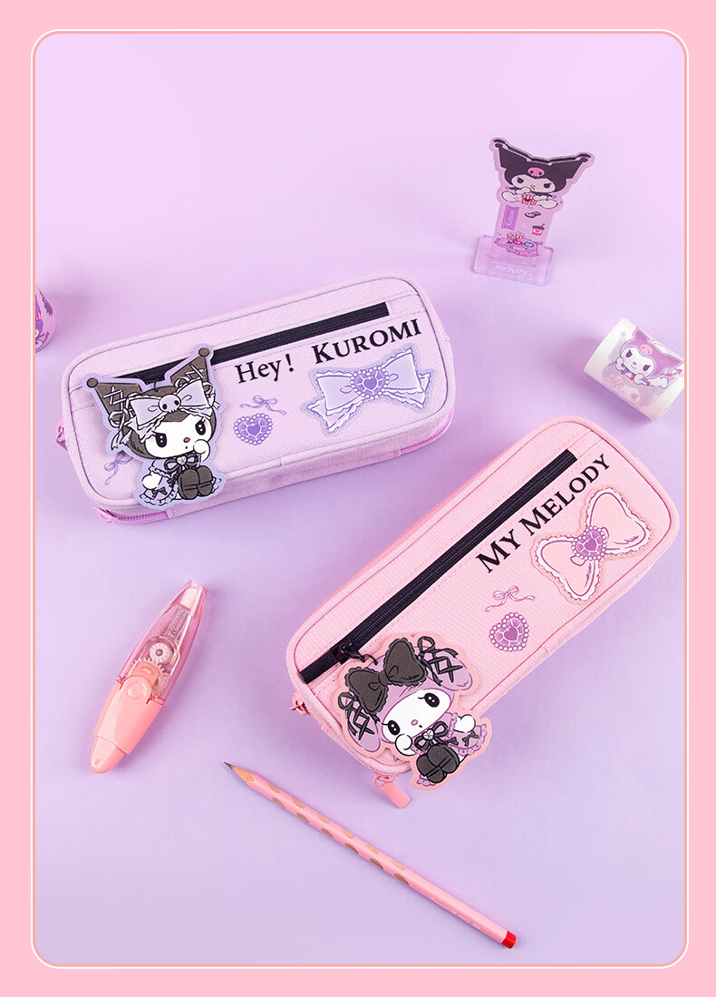 GuangBo Sanrio Collaboration Pencil Case, Large Capacity Stationery Box for Female Students, Multi-Layer Storage Exam Supplies, Birthday Gift, Kuromi, 1 Piece 6