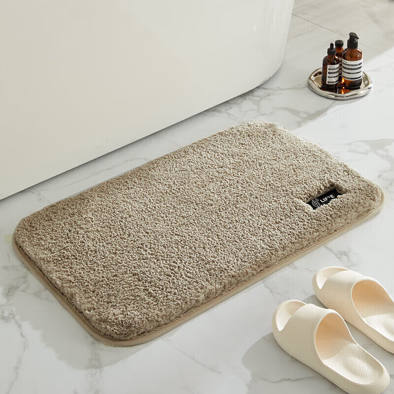 BULULOM Bath Mat, Entrance Doormat, Absorbent, Antibacterial, Non-Slip Foot Mat, Bathroom Home Use, High-End Cream Style, 40X60CM