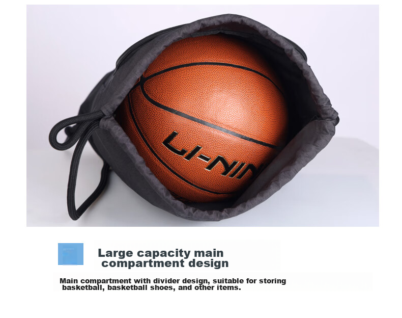 Li-Ning Drawstring Backpack, Basketball Bag, Soccer Sports Bag, Track And Field Shoe Large Capacity Storage Bag 15