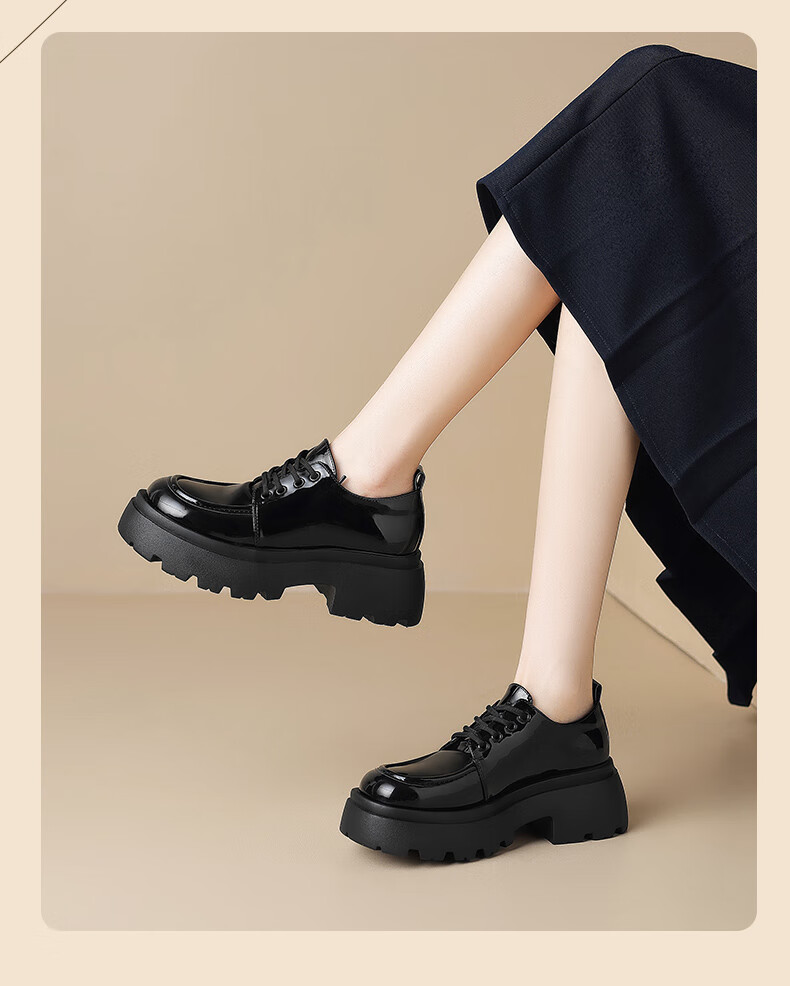 ZHR Loafers for Women, Preppy Style, Youthful Thick-Soled Flats, Soft And Cute Big-Headed Versatile Women's Shoes, PJF01, Black, Size 38 18