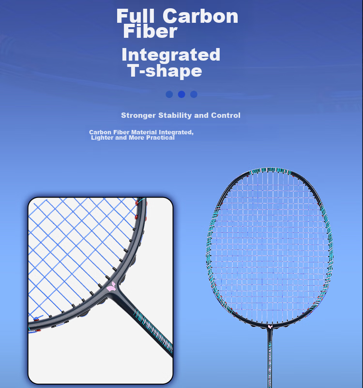 Yodiman High-Power Double Racket Mixed Color Full Carbon Badminton Racket, Ultra-Light Pair of Rackets (Pre-Strung 25 Lbs with Hand Grip Tape) 13