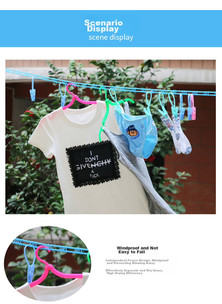 JAJALIN Clothesline Outdoor Travel 10M Windproof Clothesline for Dorm Balcony Drying Quilt Clothes Rope Random Color 8