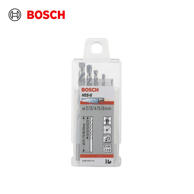 BOSCH High-Speed Metal Steel Twist Drill Bits for Electric Drills, Alloy Steel Aluminum Alloy Metal Drilling 2/3/4/5/6mm (5-Piece Set)