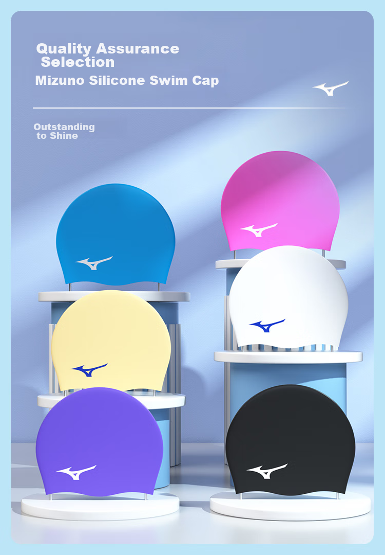 MIZUNO Swimming Cap, Unisex Adult Waterproof Cap, Long Hair Ear Protection, Non-Constricting, Enlarged Professional Silicone Cap N2CW1S02 Black 3