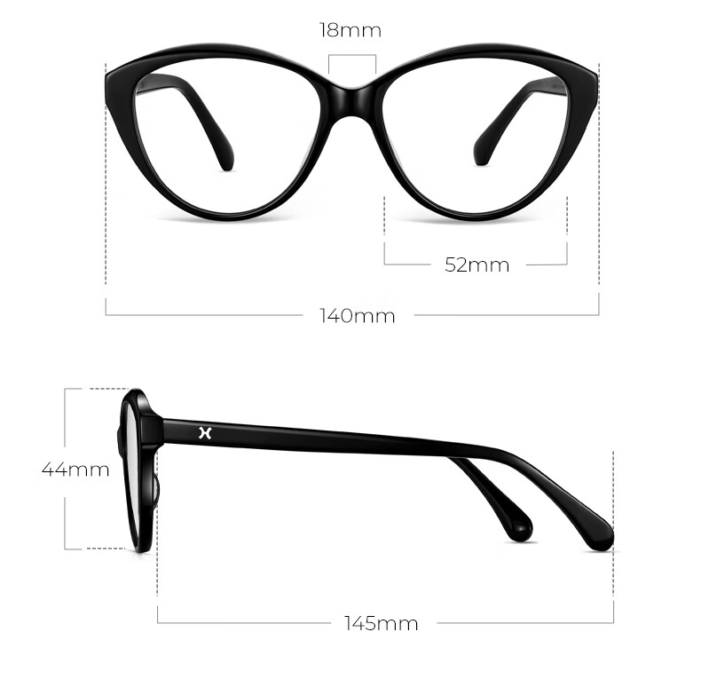 LOHO [Professional Eyeglass Fitting] Black Frame Glasses for Women, Myopia, Astigmatism, Prescription Lenses, Zeiss Lenses, Cat-Eye Anti-Blue Light Frames 8