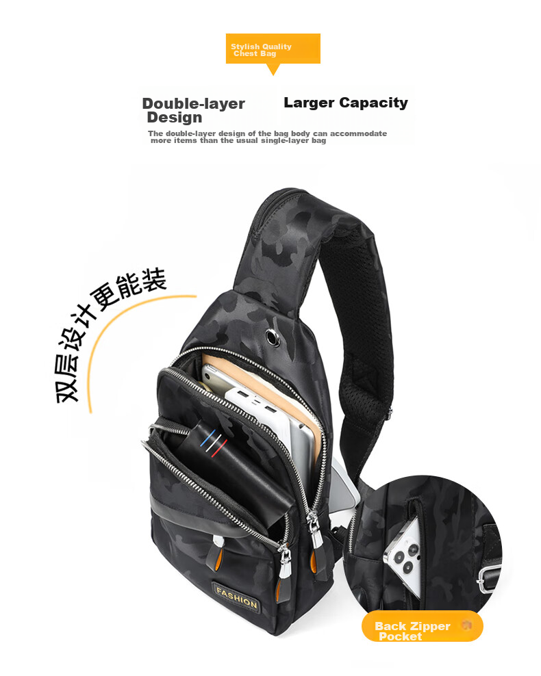 Viney Men's Crossbody Bag, Chest Pack, Sports Phone Bag, Waist Pack, Cycling Small Satchel, Shoulder Bag for Men, Multifunctional Large Capacity 12