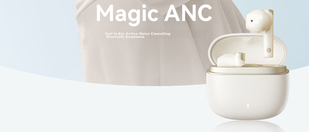 Manbuzhehuazai Magic ANC True Wireless Bluetooth Earphones, Semi-In Active Noise Cancellation, 30-Hour Battery Life, Dual Device Connection, Compatible with Apple, Huawei, Xiaomi, Bean Gree 4