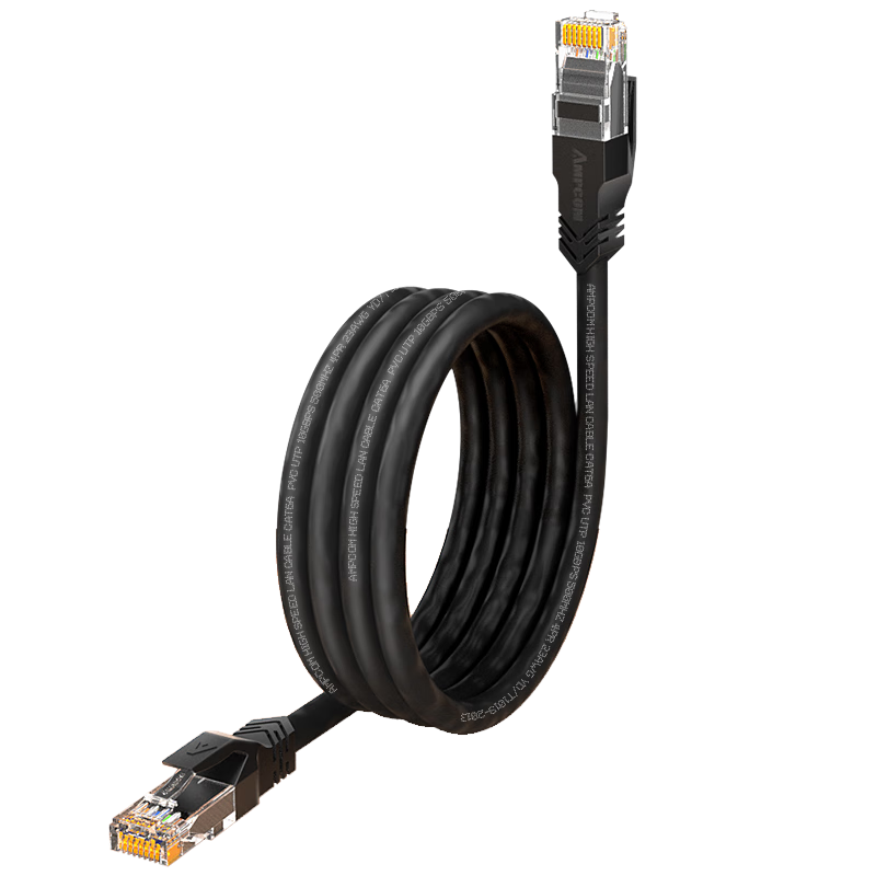 AMPCOM Industrial Ultra-Flexible Cat6a Cable 2 Meters, 10 Gigabit Oxygen-Free Copper UTP Network Patch Cable CAT6A Pre-Made Wire, Patch Panel Router Connection Cable, Black AMC6ABK02