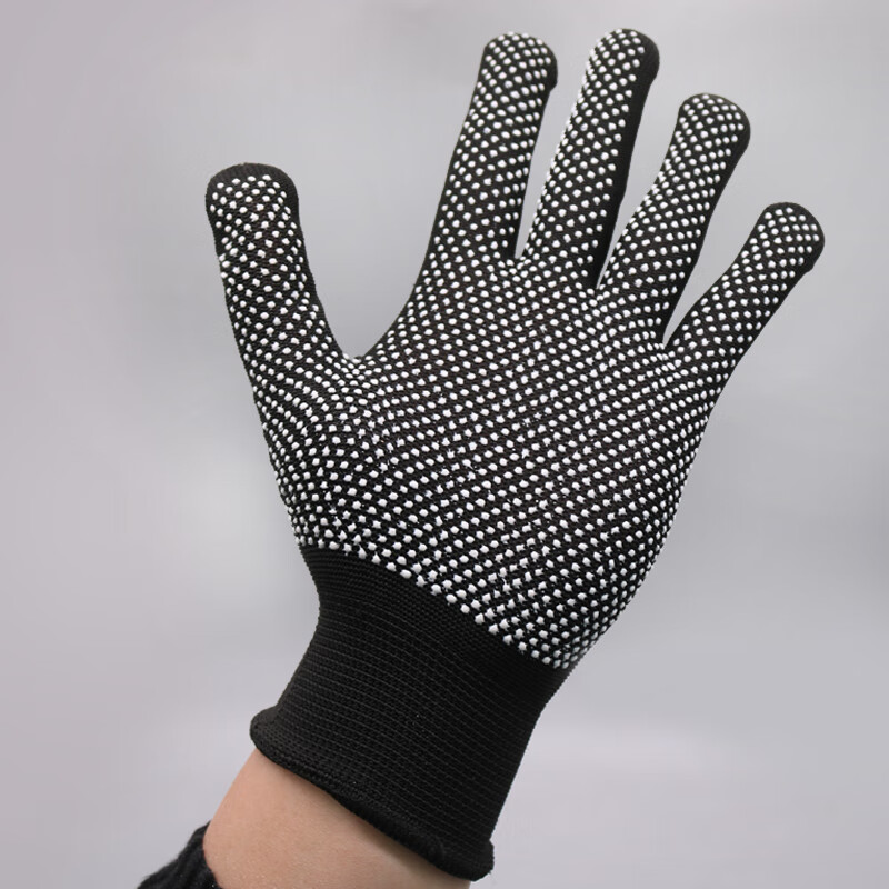 Lugong 13-Needle Nylon Dotted Work Gloves, Non-Slip Wear-Resistant Heat-Insulating Anti-Scalding, Thin Breathable Flexible, for Construction Site Auto Repair Driving Packing Maintenance Work, Gray, 12 Pairs, One Size Fits All 5