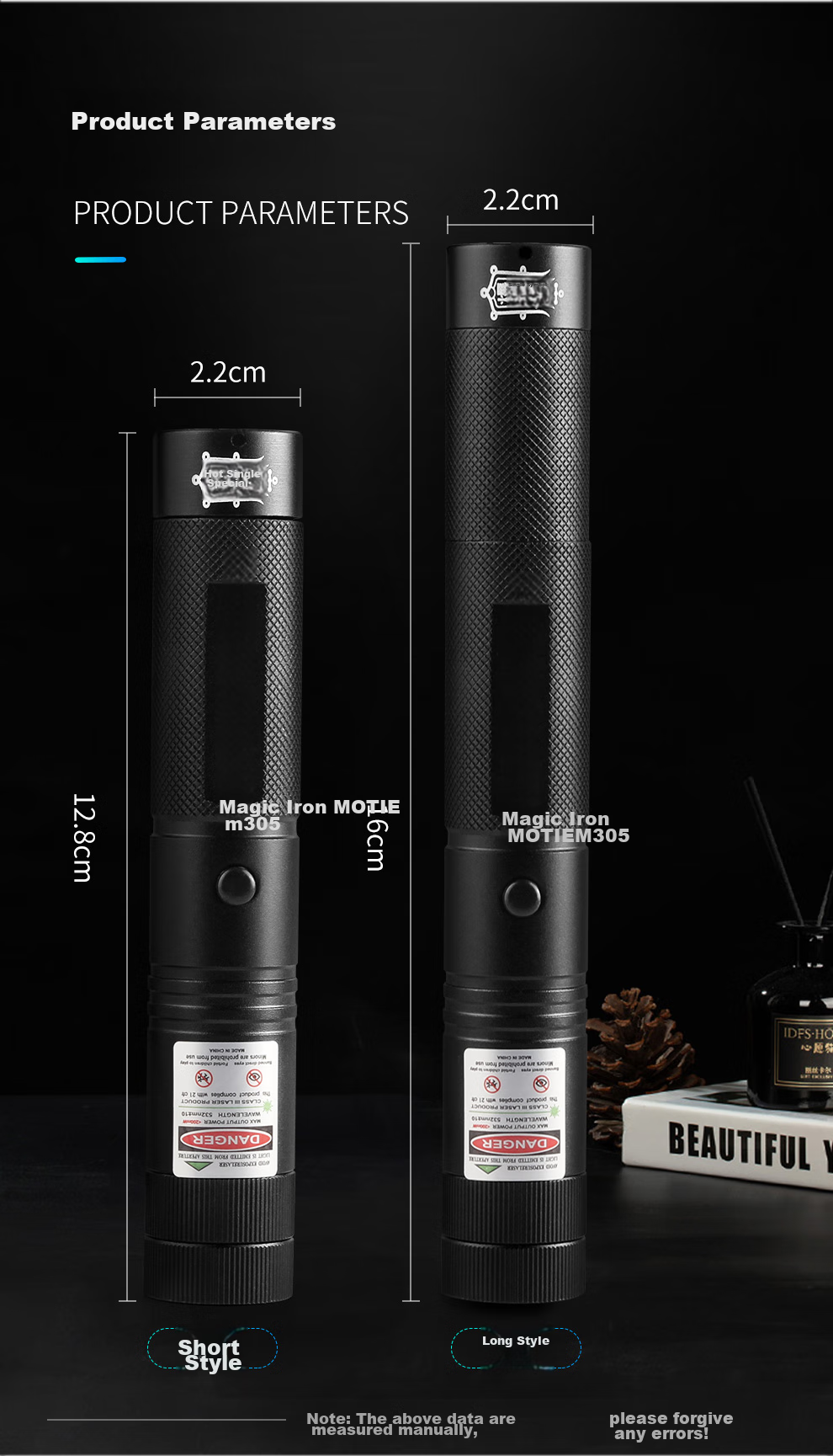 MOTIE M305 Laser Pointer, Green Light High-Power Laser, LED Screen Positioning Device, Rechargeable Flashlight, Long-Lasting Range, Outdoor Construction Site Engineering, Long-Distance Desert Star-Guiding Pe 16
