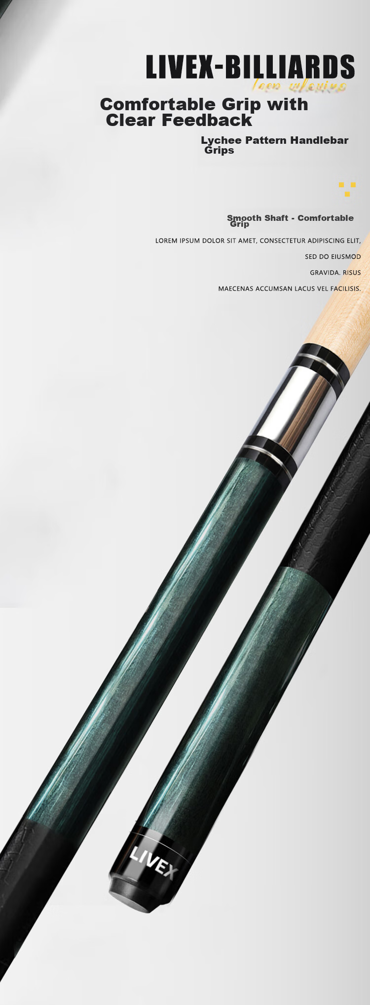 LIVEX Aurora Pool Cue, Large Tip Black 8-Ball Cue, Chinese Eight-Ball Large Tip Billiard Cue, Detachable 16-Color Nine-Ball Cue 7