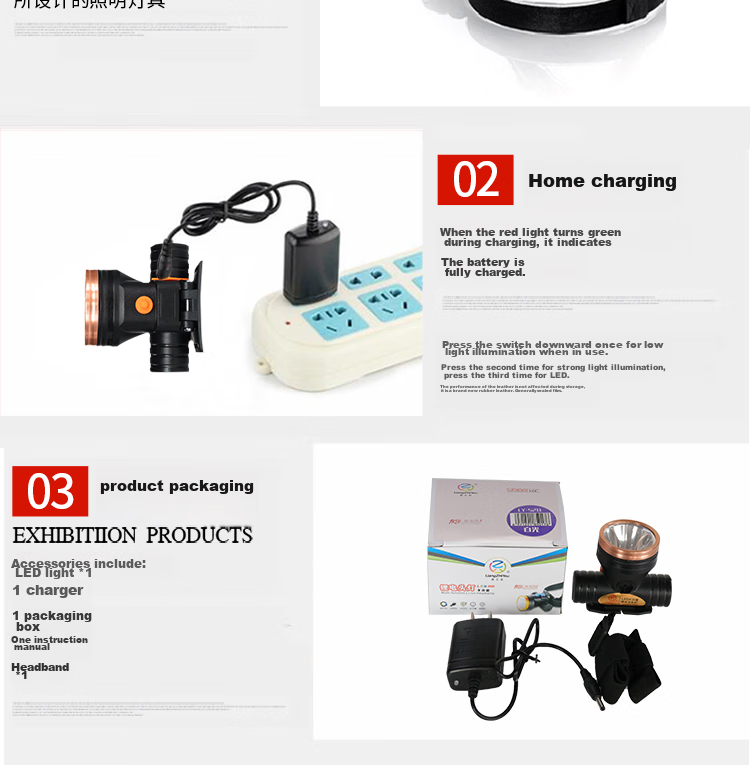 LiangZhiyou LED-5211 Lithium Battery Mini Rechargeable Headlamp, High-Intensity Long-Range Head-Mounted Mining Lamp Fishing Light 13