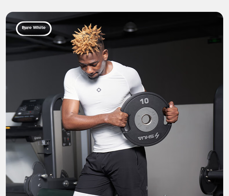 RIGORER Men's Short-Sleeve Compression Shirt, Round Neck, Sports Basketball Running Training Fitness Tight-Fitting Slimming Highlighting Line Top 12