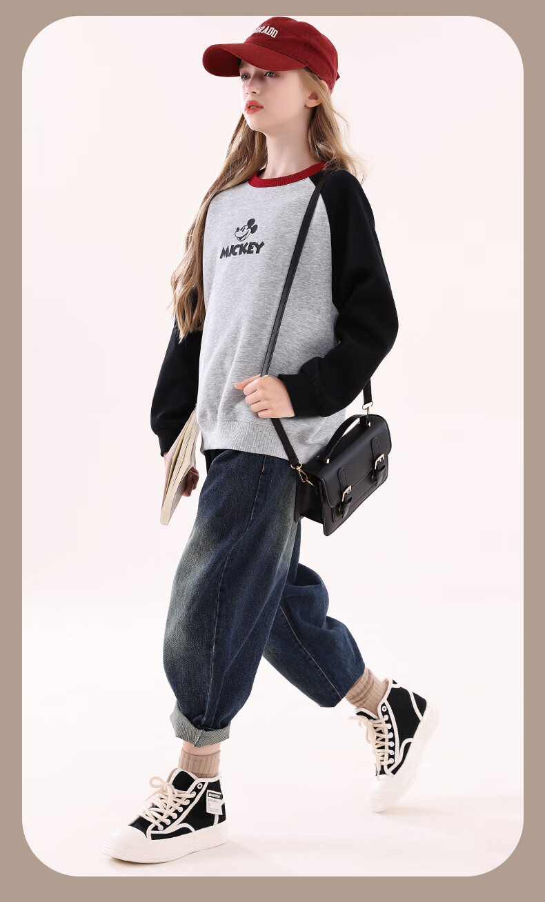 Disney Children's Sweatshirt, Girls' Autumn Top for Older Kids, Stylish Preppy Outfit for Girls, DS022 Navy Blue, 150cm 18