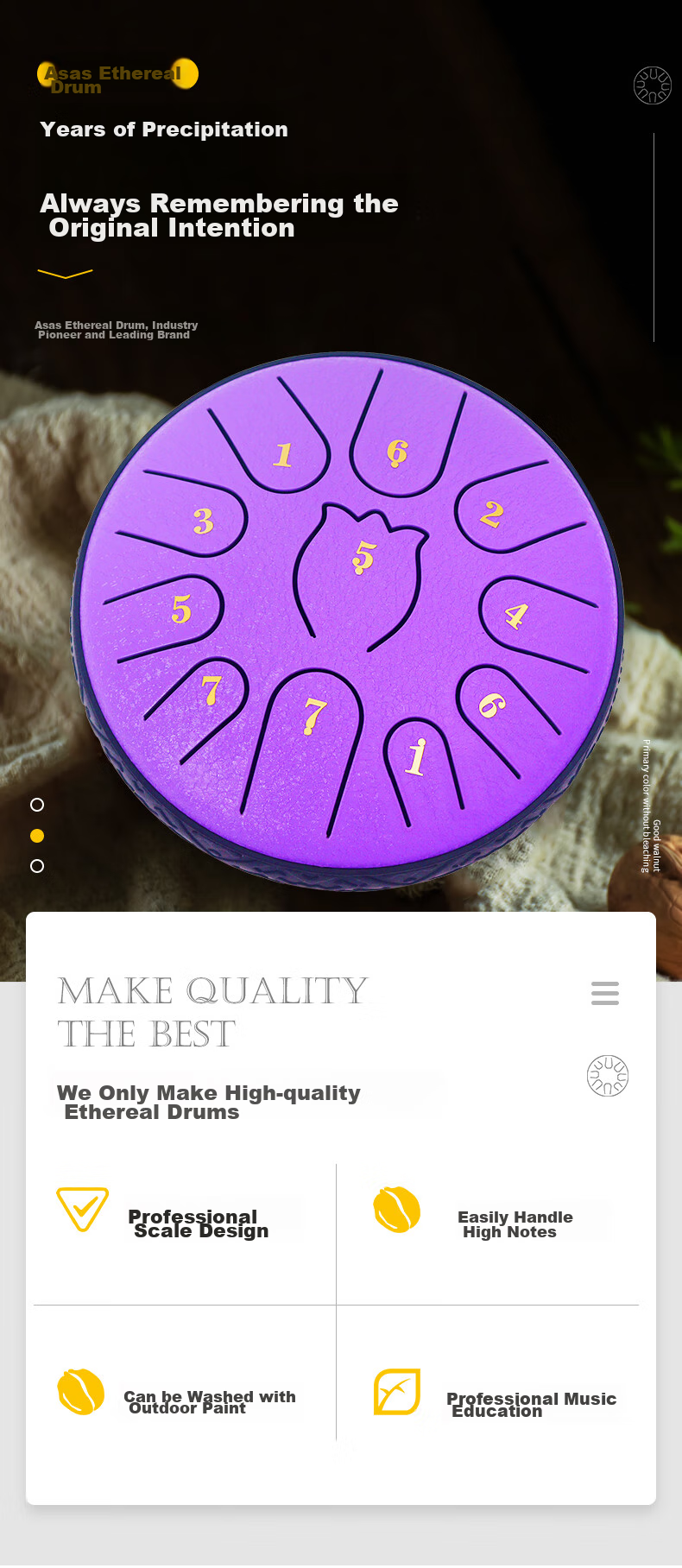 Asasi Children's Hand-Struck Ethereal Drum, 6-Inch, 11 Tones, for Boys And Girls, Students' Birthday Gift, Toy Instrument, Sold by JD 2