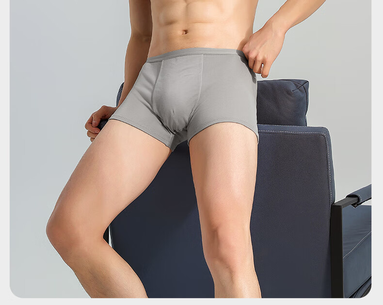 Briars Disposable Men's Underwear, Sterile Pure Cotton, Travel-Friendly, No-Wash Shorts, Double-Layer, 4-Pack, Boxer Briefs for Men, Gray, Size 4XL 28