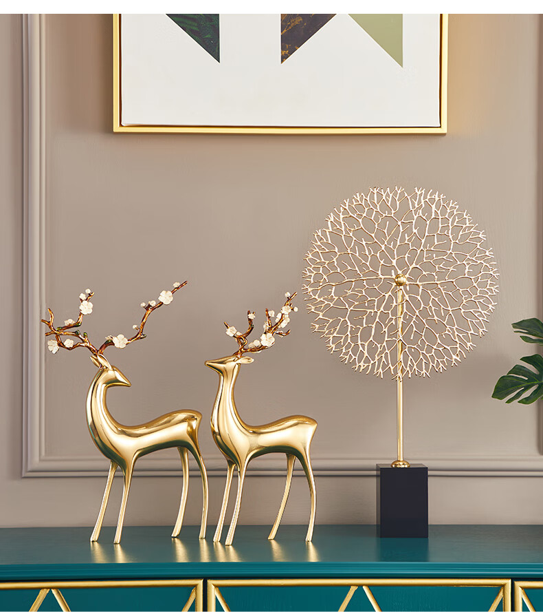 Nuoshiman Copper Deer Living Room Ornament, Craft Office TV Cabinet Entrance Decoration, Wedding Housewarming Gift, Moving And Business Opening Present 10
