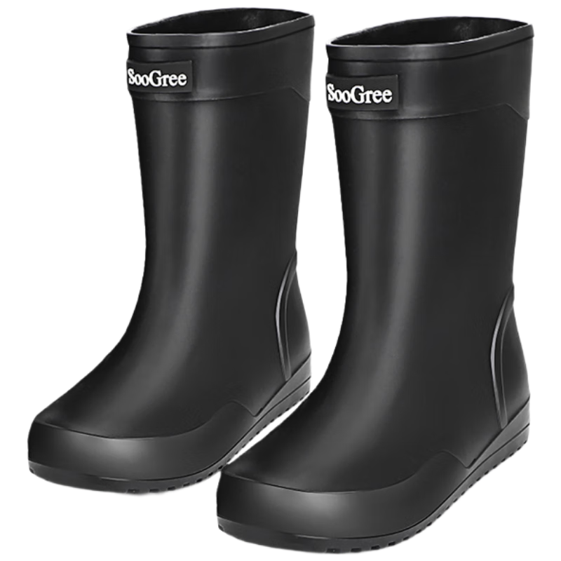 SooGree Men's Mid to High-Top Rain Boots, Stylish Wear-Resistant Waterproof Non-Slip Beach Shoes, Protective Work Shoes for Food Delivery