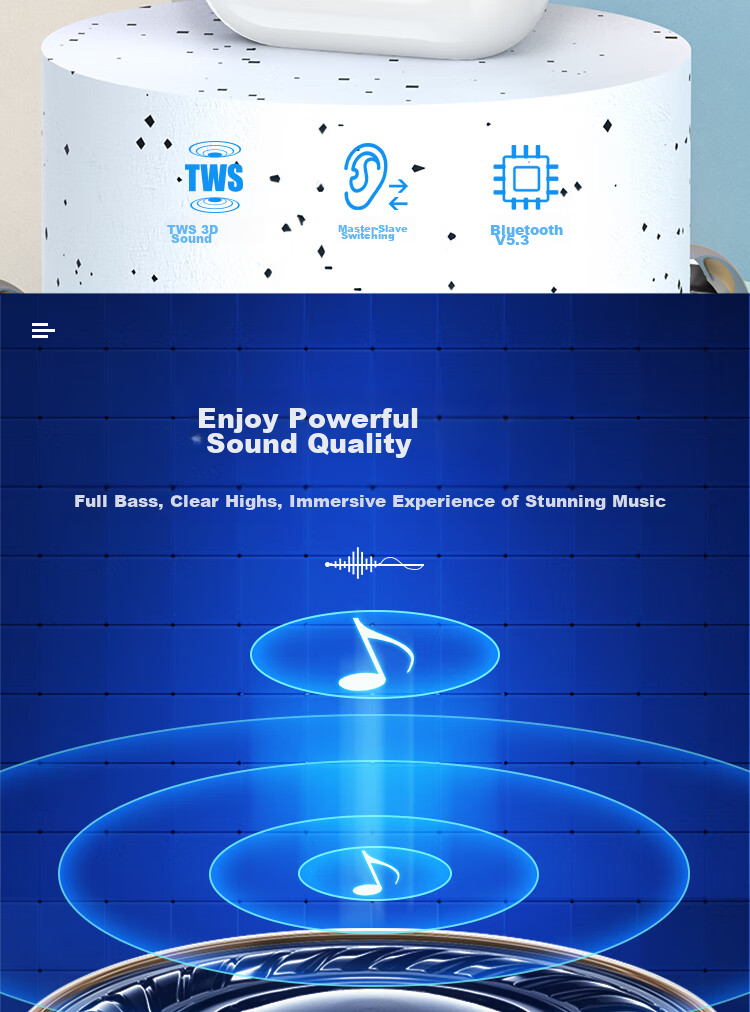 HOCO Wireless Bluetooth Earphones, Bluetooth 5.3 Low Power Consumption Long Battery Life, In-Ear Sports Running Earphones CES3 PRO White 2