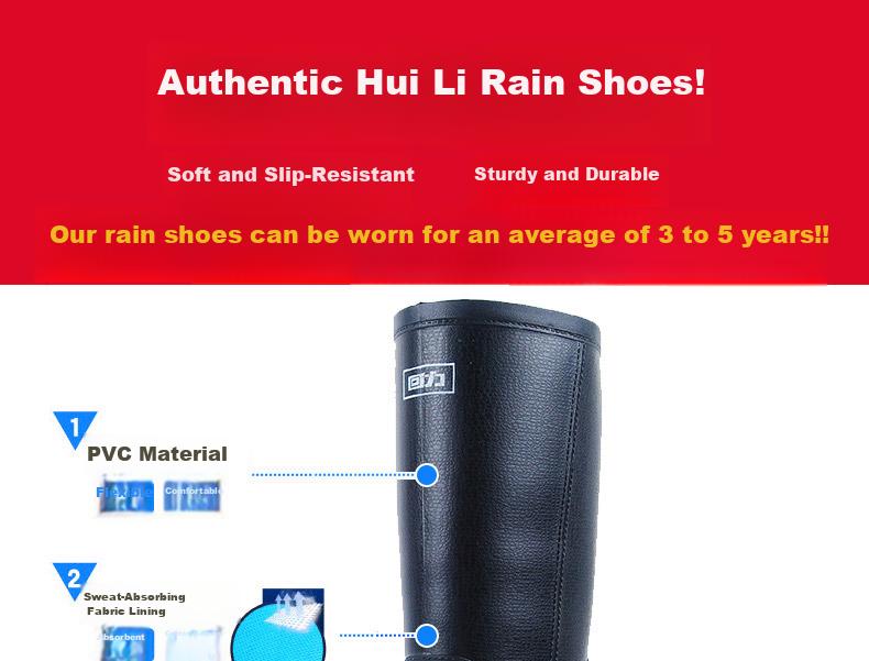 Warrior Men's Mid-High Rain Boots, Adult Waterproof Shoes, Rubber Boots, HXL128-B, Black Mid-Calf, Size 41 2