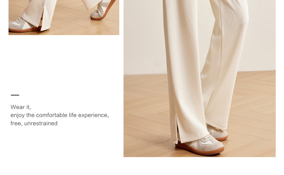Halo Queen Women's Casual Pants, Spring And Autumn Drawstring Loose Wide-Leg Trousers, Fashionable Slimming Straight-Leg Pants H13QK5970 24