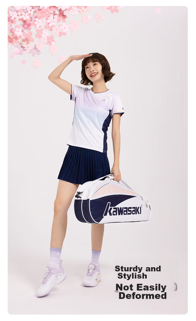 KAWASAKI Badminton Bag, Floral Sports Backpack, Casual Training Bag, Tennis Bag B8366, Cherry Blossom Pink 2