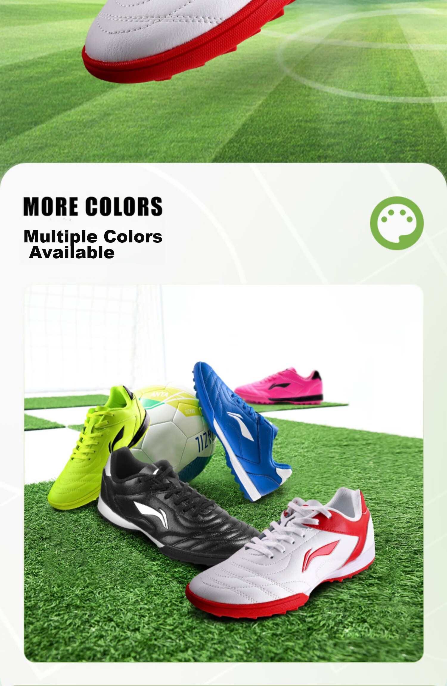 Li-Ning Soccer Shoes, TF Turf Cleats, for Men, Women, Adults, Children, Teenagers, Professional Training Shoes, Middle School Entrance Exam, Summer Breathable Cleats 2