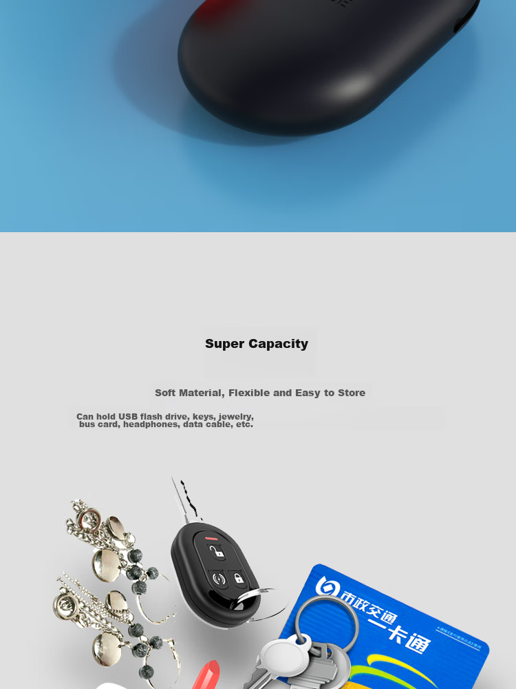 ESCASE Earphone Storage Case for AirPods, Apple Charger, Digital USB Drive, U-Disk, Mini Bluetooth Headphones, Portable Hard Drive, Memory Card, Silicone Storage Box, Jazz Black 3