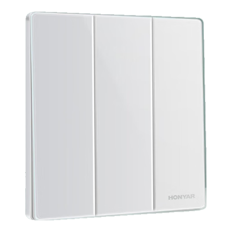 Hongyan E4 Series White Triple Switch Double Control Two-Way 86 Type Flush Wall Power Socket Panel