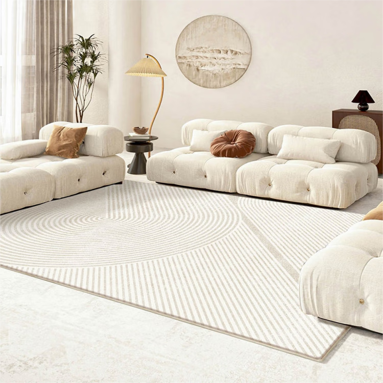 MOON TIME Belgian Velvet Living Room Carpet, Skin-Friendly Non-Slip, Scroll Pattern, Cream Style, 160*230cm 15