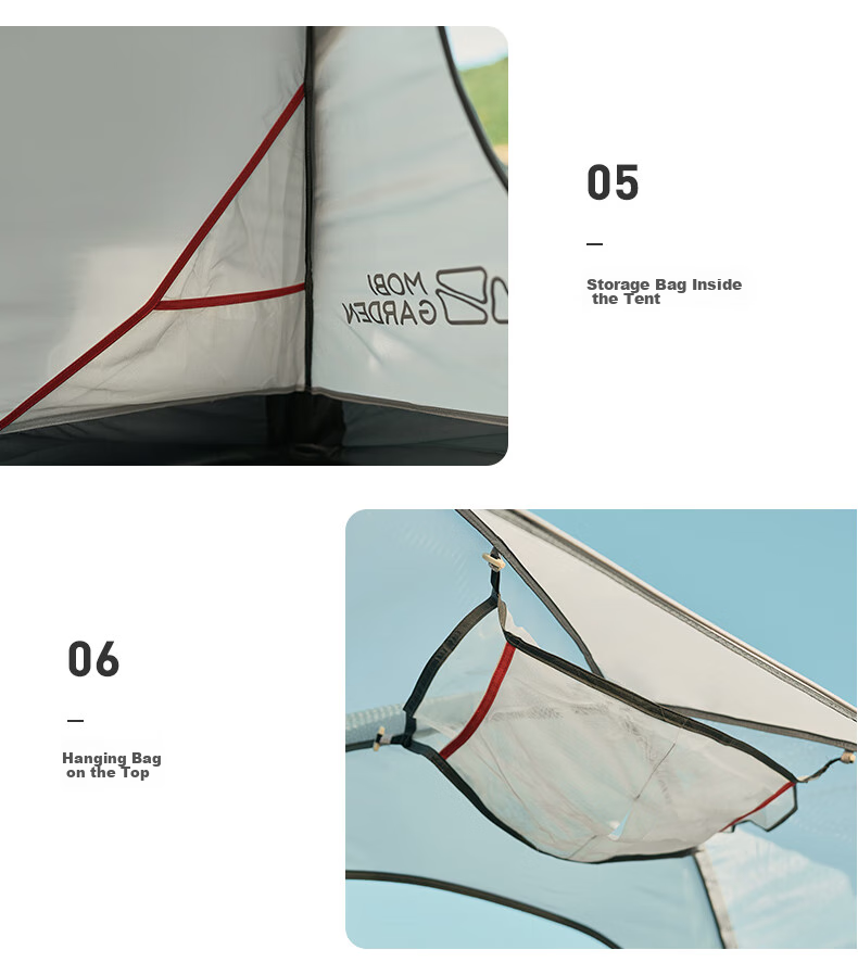 MOBIGARDEN Tent, Outdoor Camping with Snow Flap Three-Person Four-Season Tent Cold Mountain 3PLUS NXZQU61018, Dawn Mist White 16