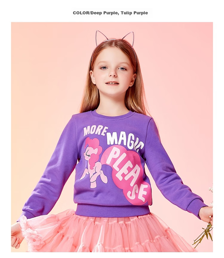Baleno Children's Clothing Spring And Autumn 2022 My Little Pony Girls' Round Neck Sweatshirt Long Sleeve Top for Older Children 58B Light Blue 110cm 17