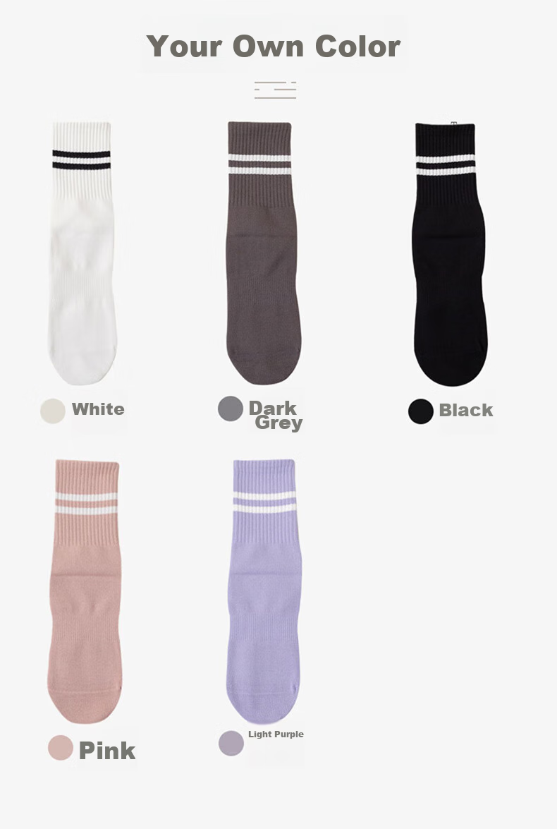 XUEXIMAN Yoga Socks for Women, Mid-Calf Cotton Socks, Spring And Autumn Season, Pilates Fitness Dance Professional Non-Slip Short Sports Floor Socks 19