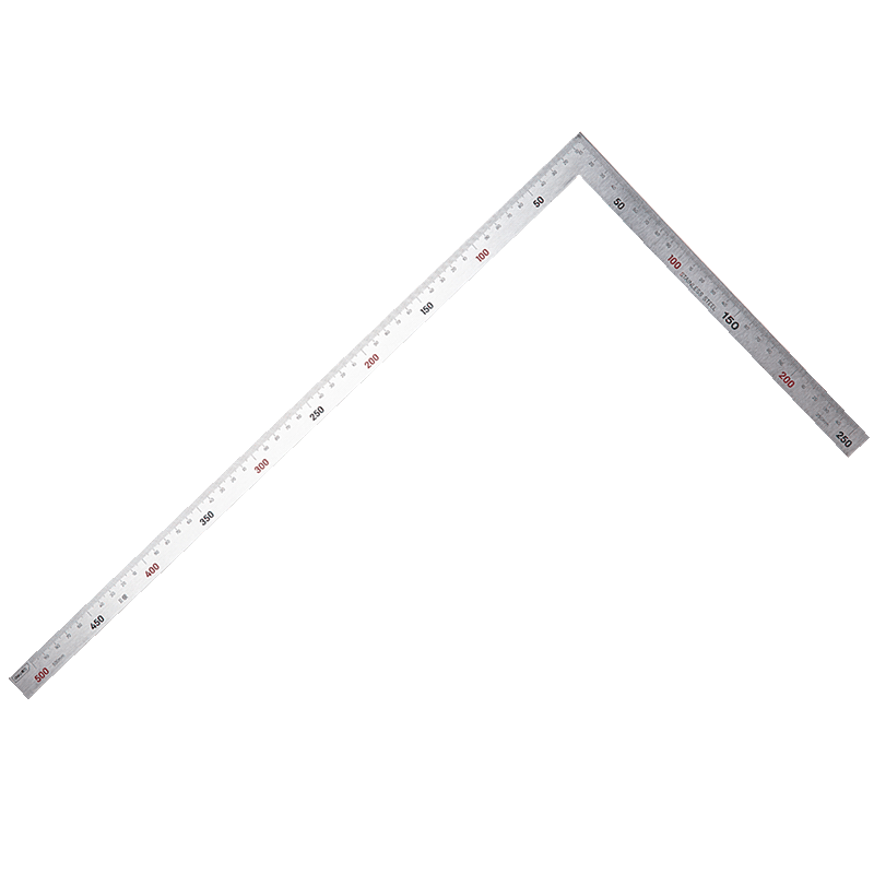 Deli Stainless Steel Square Ruler, L-Shaped Ruler, Carpenter's Right Angle 90-Degree Ruler, Double-Sided Scale, 250x500mm