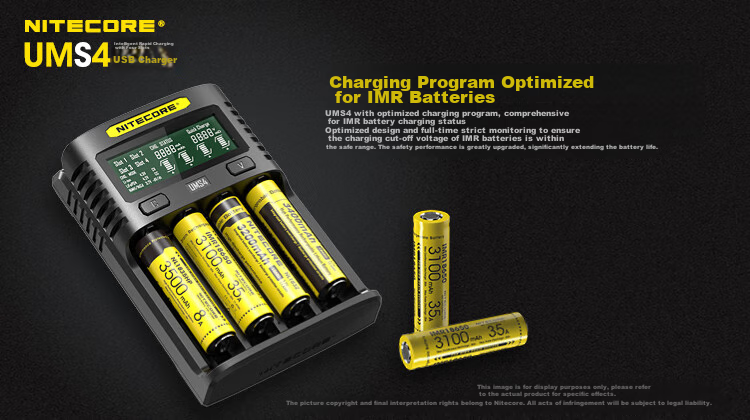 NITECORE UMS4 Smart 4-Slot Charger, 21700 Lithium Battery Repair And Activation, 18650 Battery Charger 4
