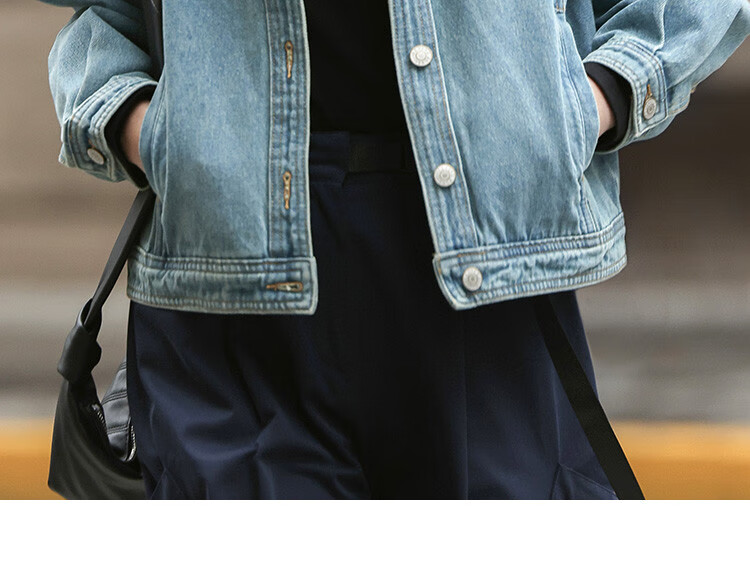 Dme Small Round Neck Denim Jacket Spring Straight Shoulder Sleeve Slim Fit Short Denim Jacket 16