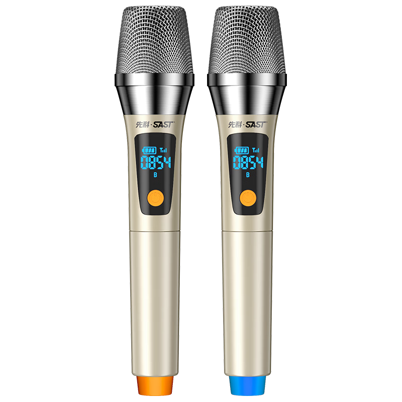 SAST OK-123 Rechargeable Wireless Microphone UHF Band for Home KTV Singing, Stage Hosting, Lecturing, Karaoke, Conference, Speaker, Amplifier, FM Universal Dual-Channel Metal Microphone