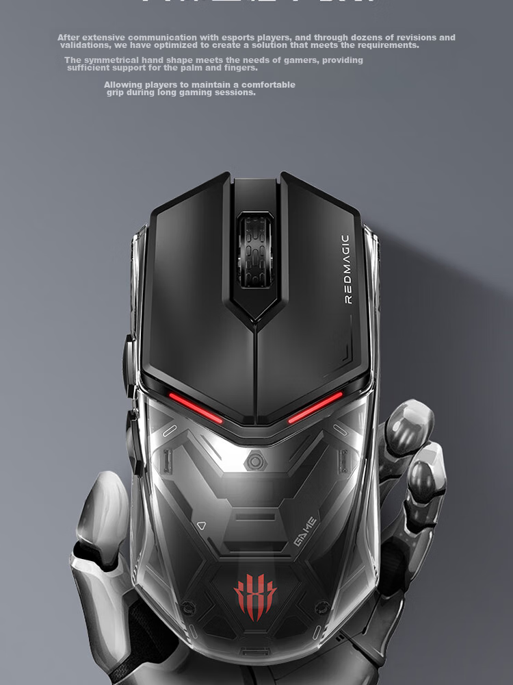 Nubiyahongmo Gaming Mouse 1S, Esports Mouse Wired/wireless/blue Toad Three-Mode, PAW3395 8K Polling Rate, for CS2/Triangulum/Vanguard, Silver 4