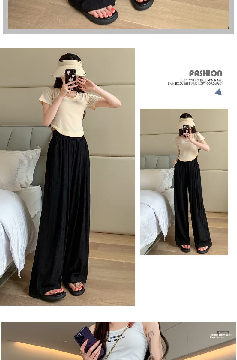 LangSha Ice Silk Wide-Leg Pants Women Summer Thin High Waist Draped Zen Lazy Yamamoto Style Cotton Linen Casual Pants 13
