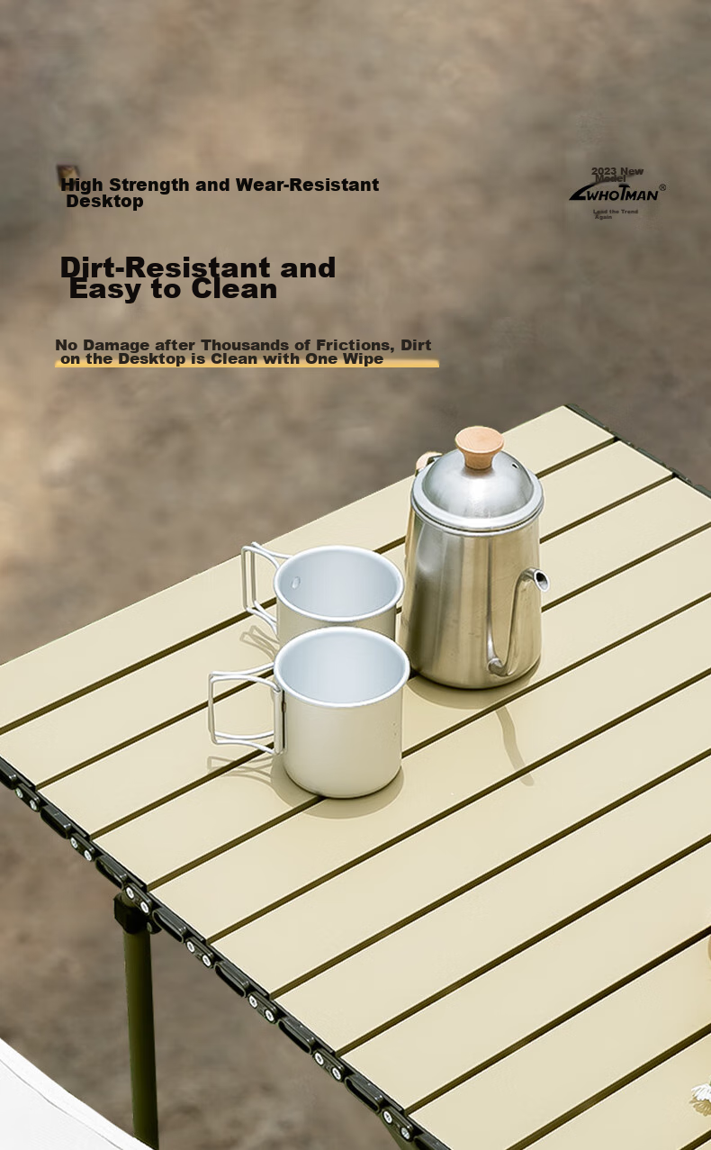 Woteman Outdoor Folding Table And Chair Set, Egg Roll Table, Long Table, Lightweight Portable, for Street Vending, 5-Piece Set, Tea Brewing around The Fire 4