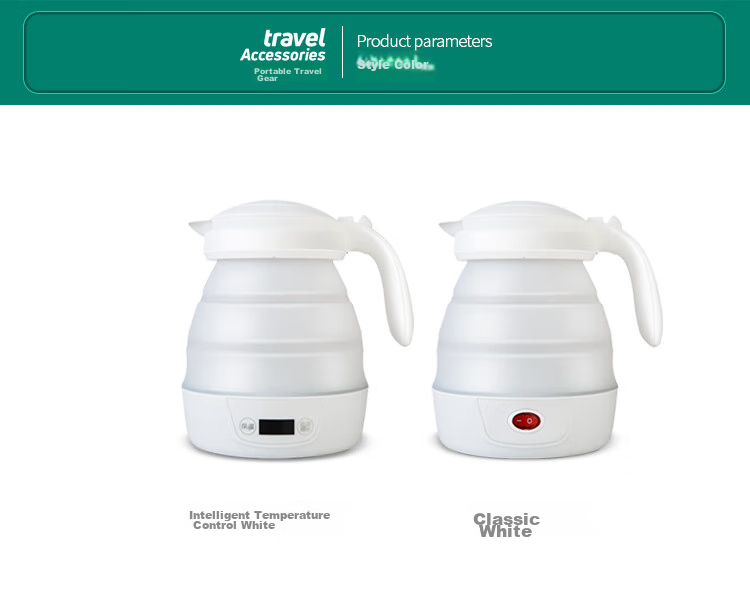 JOYTOUR Foldable Electric Kettle, Portable Travel Water Boiler for Home Use, Health-Preserving Insulated Kettle, White 12