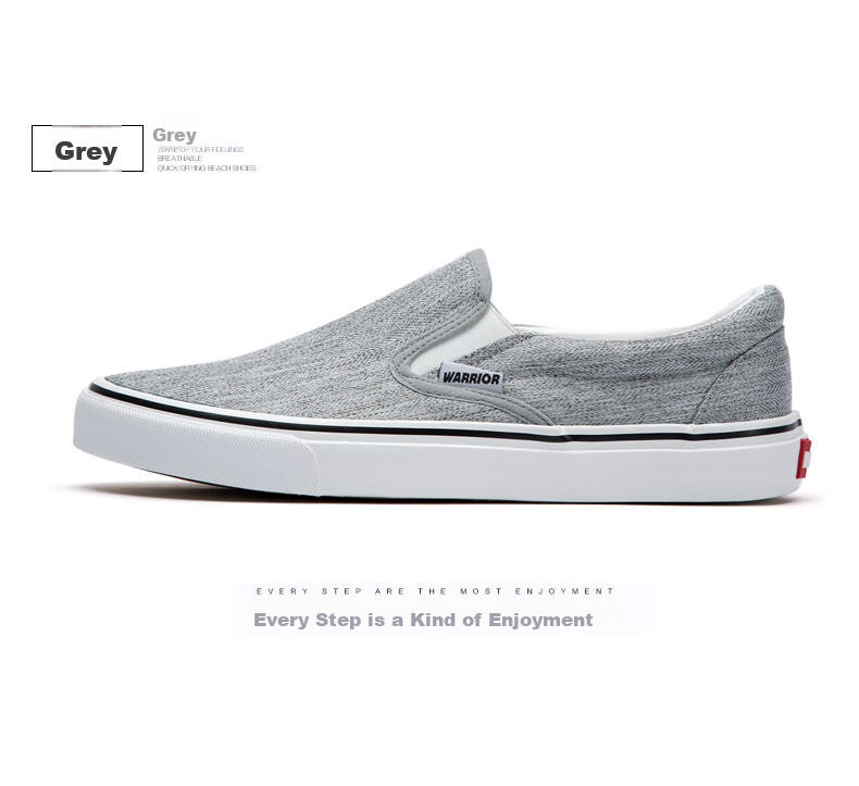Warrior Canvas Shoes for Men, Comfortable Slip-On Loafers, Traditional Beijing Cloth Shoes, Casual Footwear A066 Gray 41 13