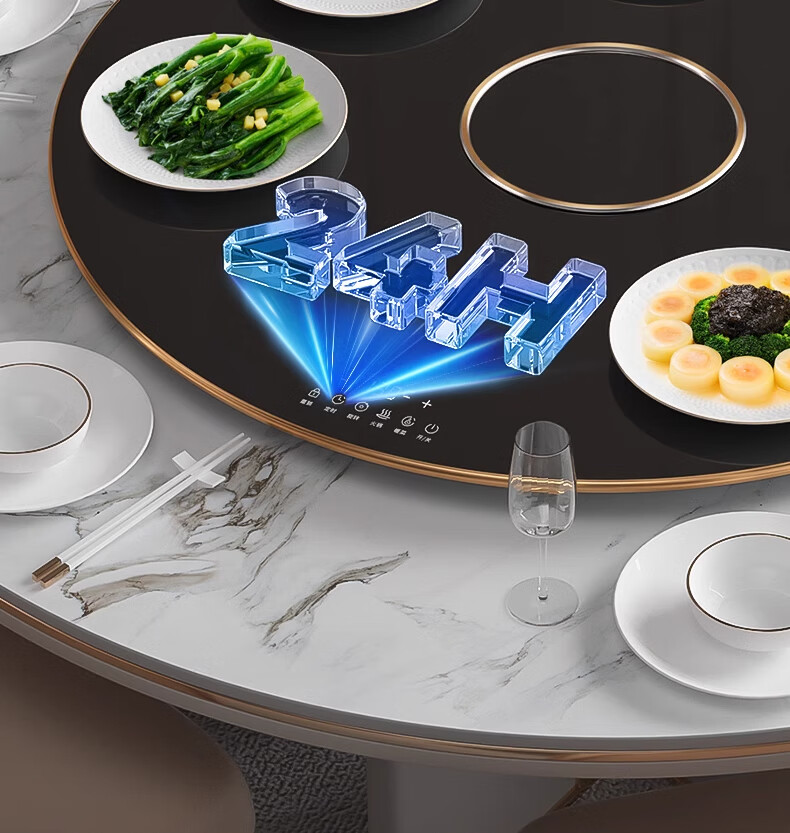 PADEFU Electric Hot Plate with Induction Cooker for Hot Pot, 2026 New Multifunctional Household Heating Plate, Food Warmer, Insulation Board, Electric Ceramic Stove, Automatic Rotating Dining Table Turntable Gadget, 68cm 25