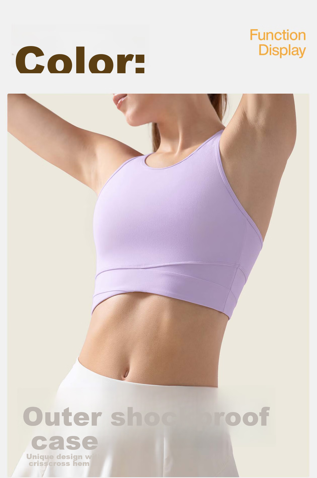 VFU Xiao Nao Dan Sports Bra for Women, Running Anti-Shock Sports Vest, Fitness Back Support, Cream Yellow, S 2